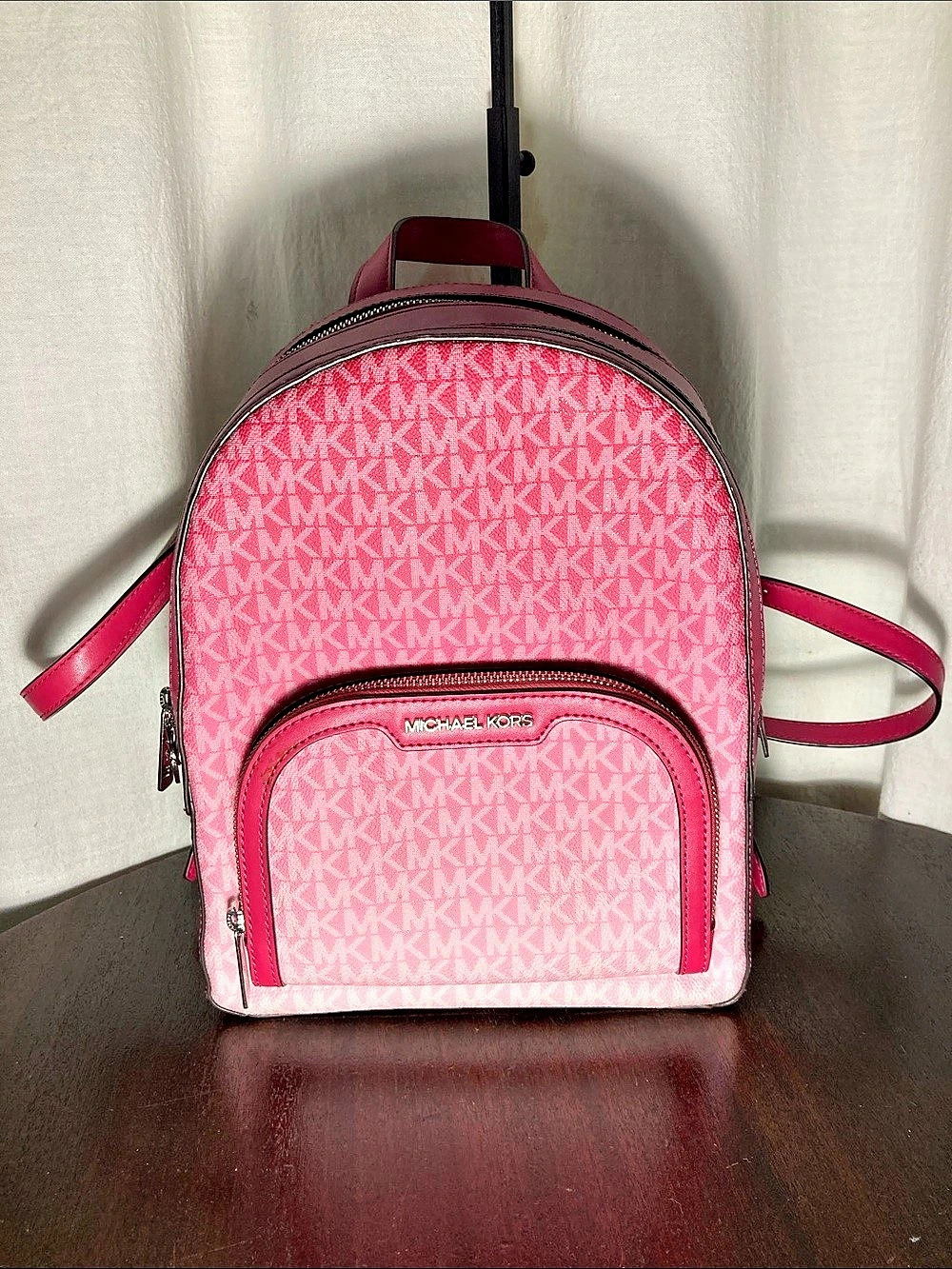 Michael Kors Rhea Medium Jaycee Signature Logo Backpack Pink